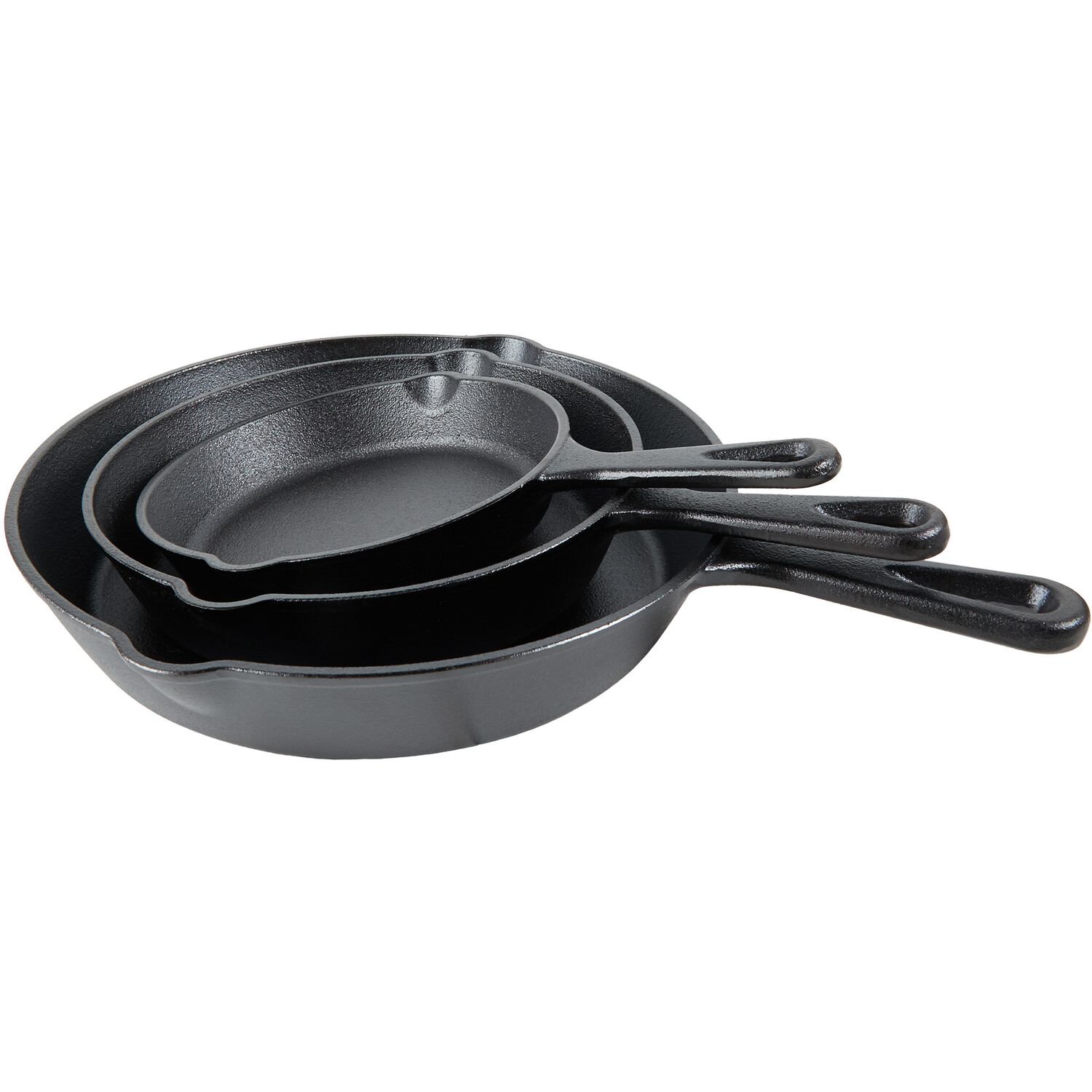 Set of 3 Kitchen Master Pre-Seasoned Frying Pans - Black Image 8
