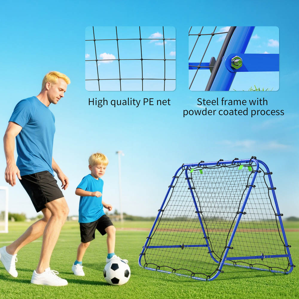 HOMCOM Rebounder Net Football Target Goal with Adjustable Angles, Blue Image 5