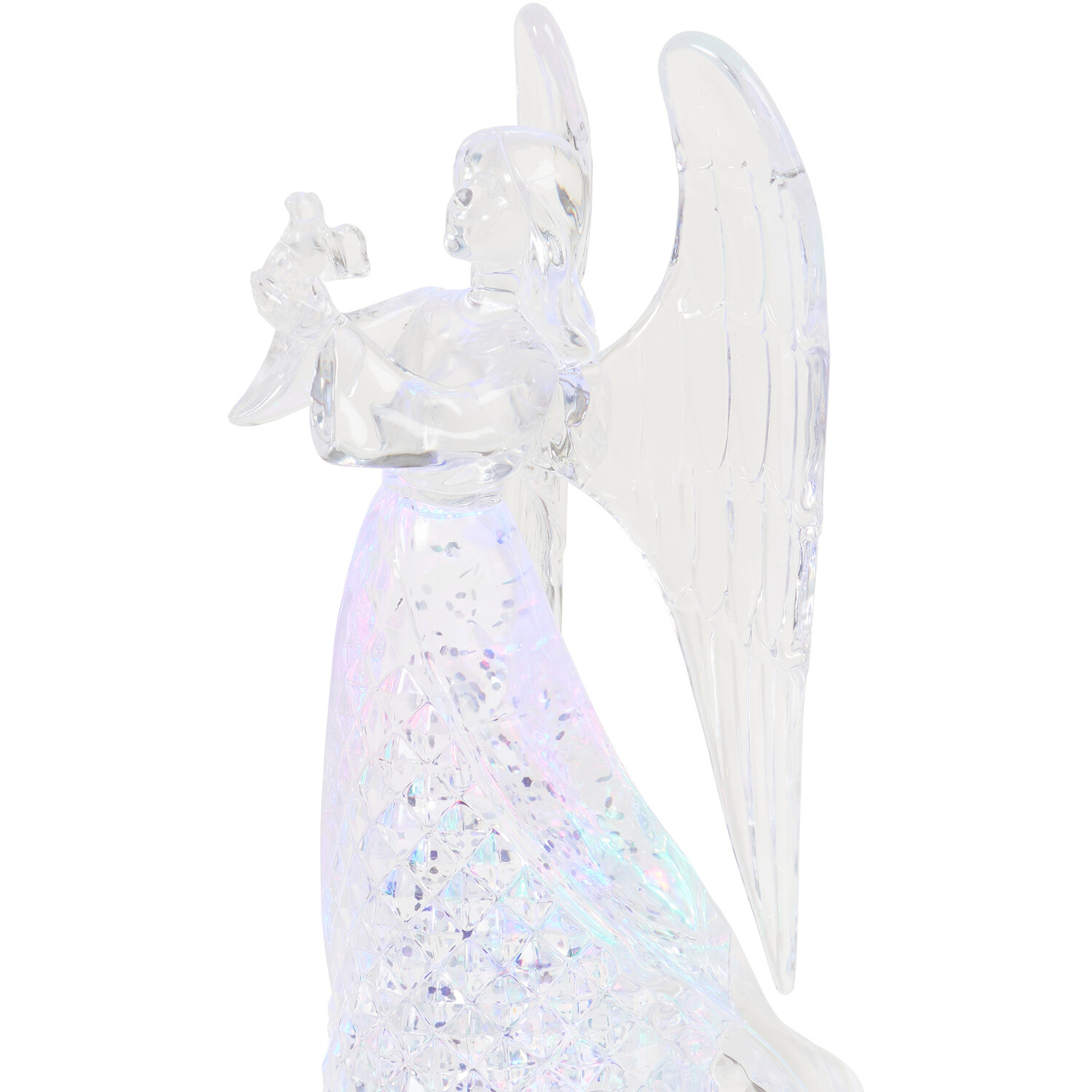 Glitter Spinning Iridescent LED Angel - Clear Image 5