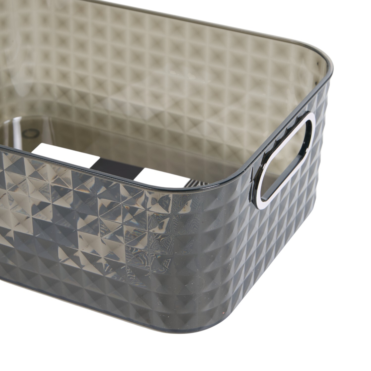 Diamond Storage Basket Grey and Clear Small Image 4