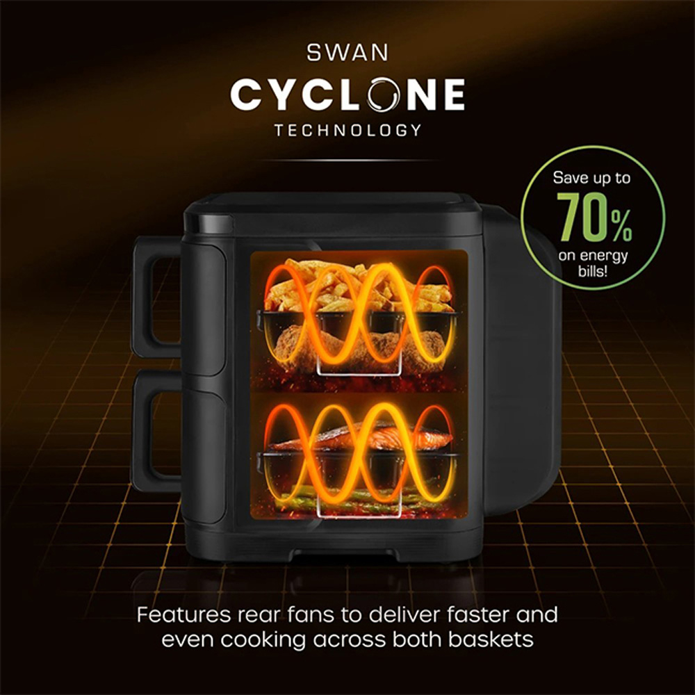 Swan Duo Layer Black 11L Air Fryer Image 5