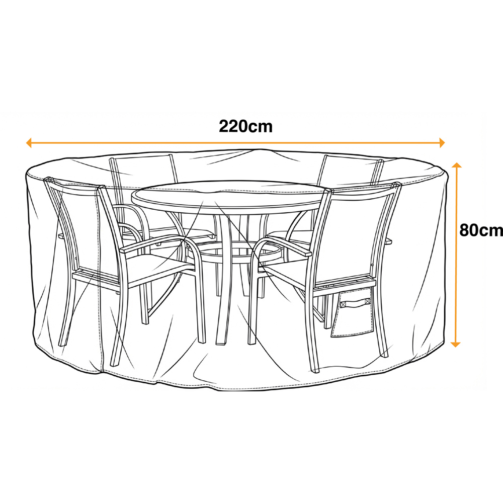 Sahara Premium Black Round Garden Furniture Cover 115 x 200 x 200cm Image 7