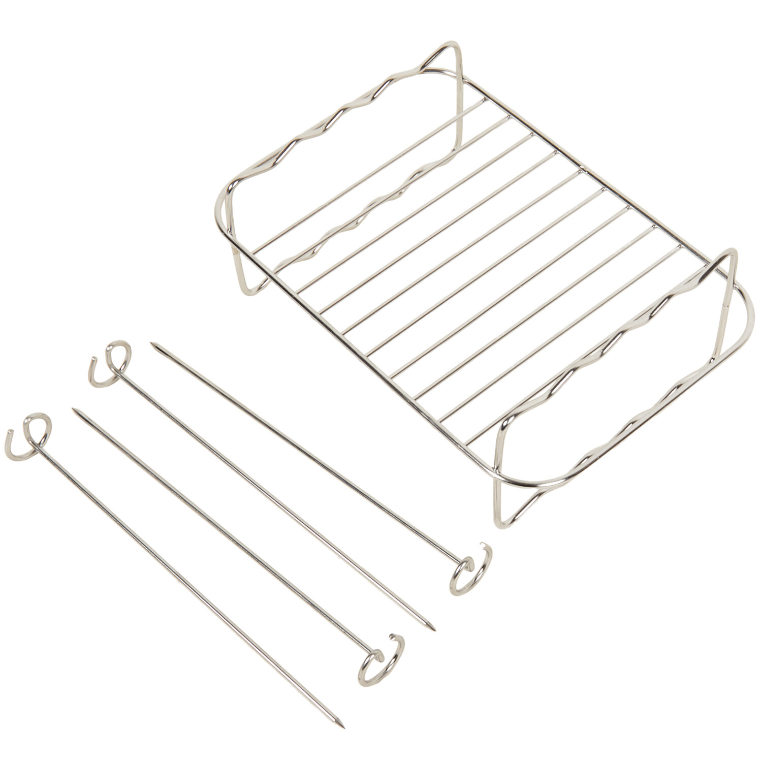 Rectangle Wire Airfryer Rack with 4 Skewers - Silver Image 4