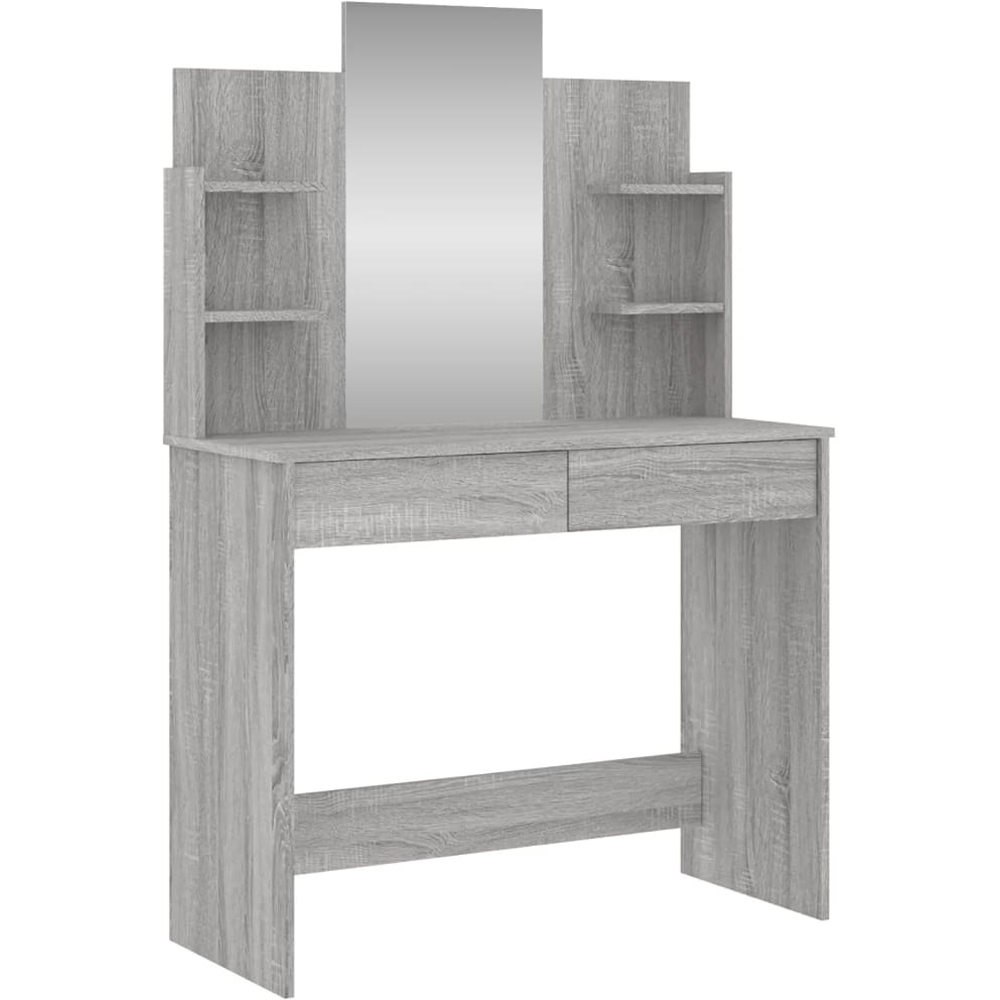 Walplus 2 Drawer 4 Shelf Grey Sonoma Dressing Table with Mirror Image 2