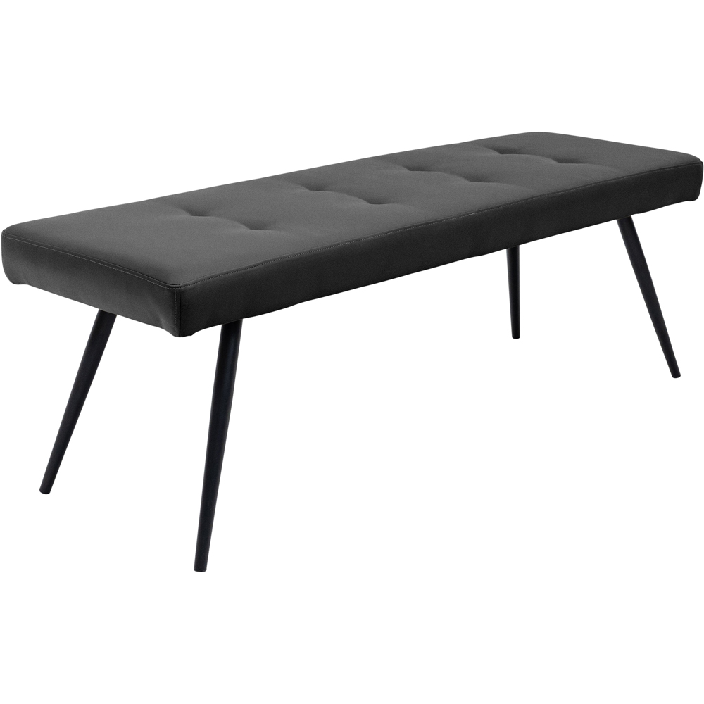 WF Sheldon Charcoal PU Leather Tufted 2 Seater Bench 135cm Image 3