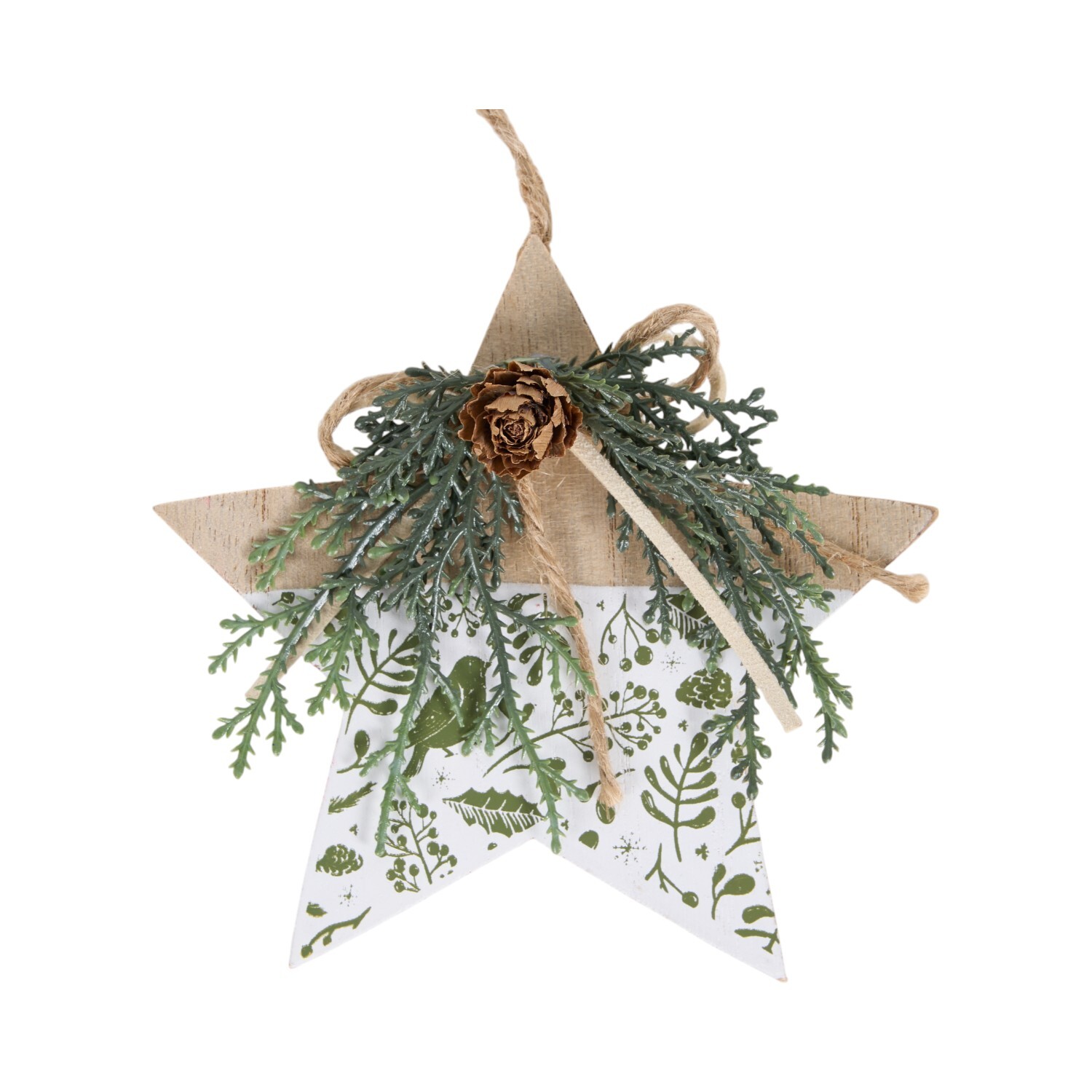 Wooden Floristry Decoration Green and White Image 2