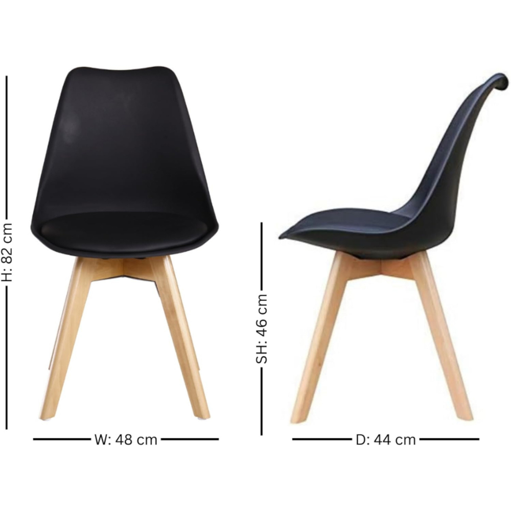 Life Interiors Lorenzo Black Faux Leather Plastic Dining Chairs Set of 6 Image 9