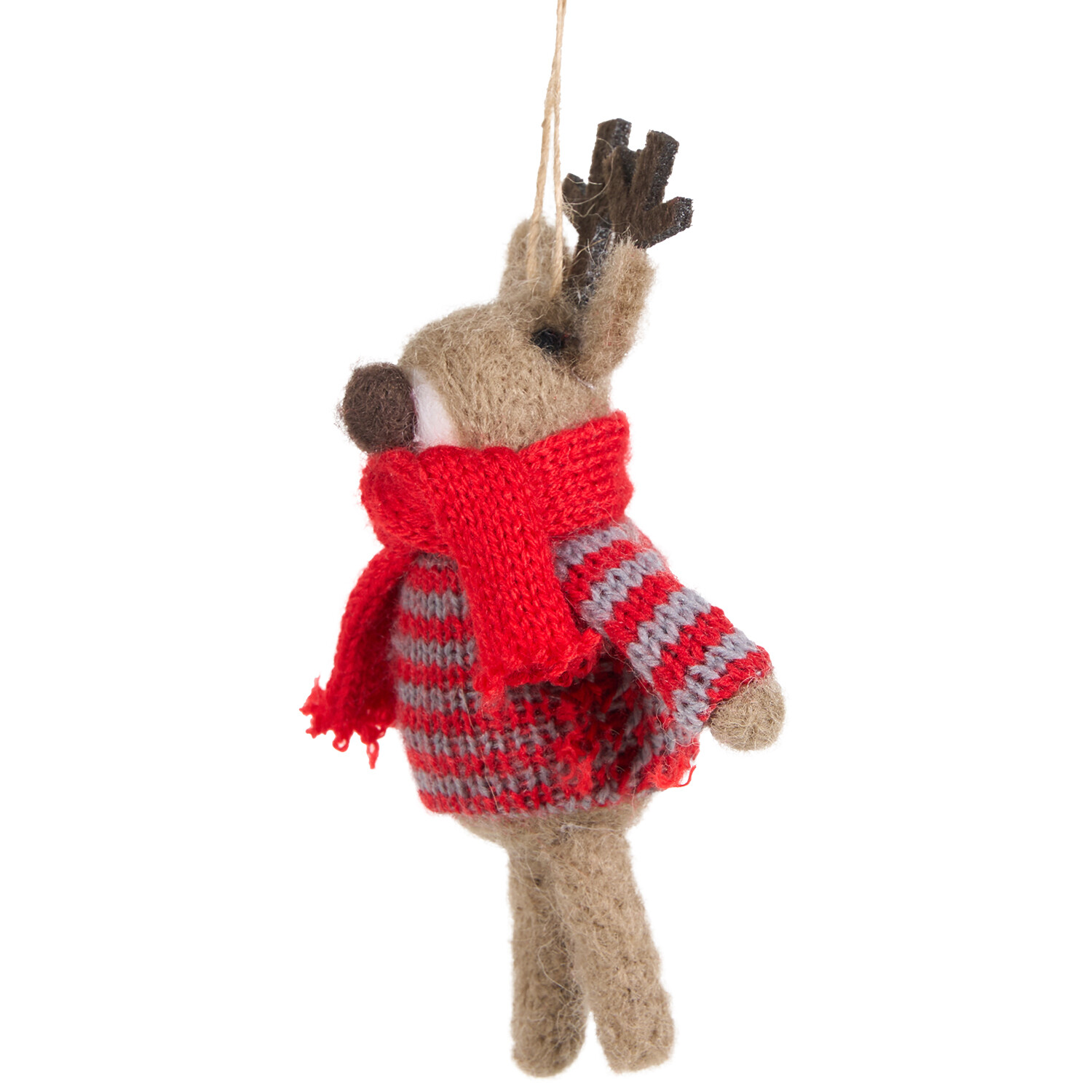 Hanging Knitted Reindeer Red and Brown Image 3