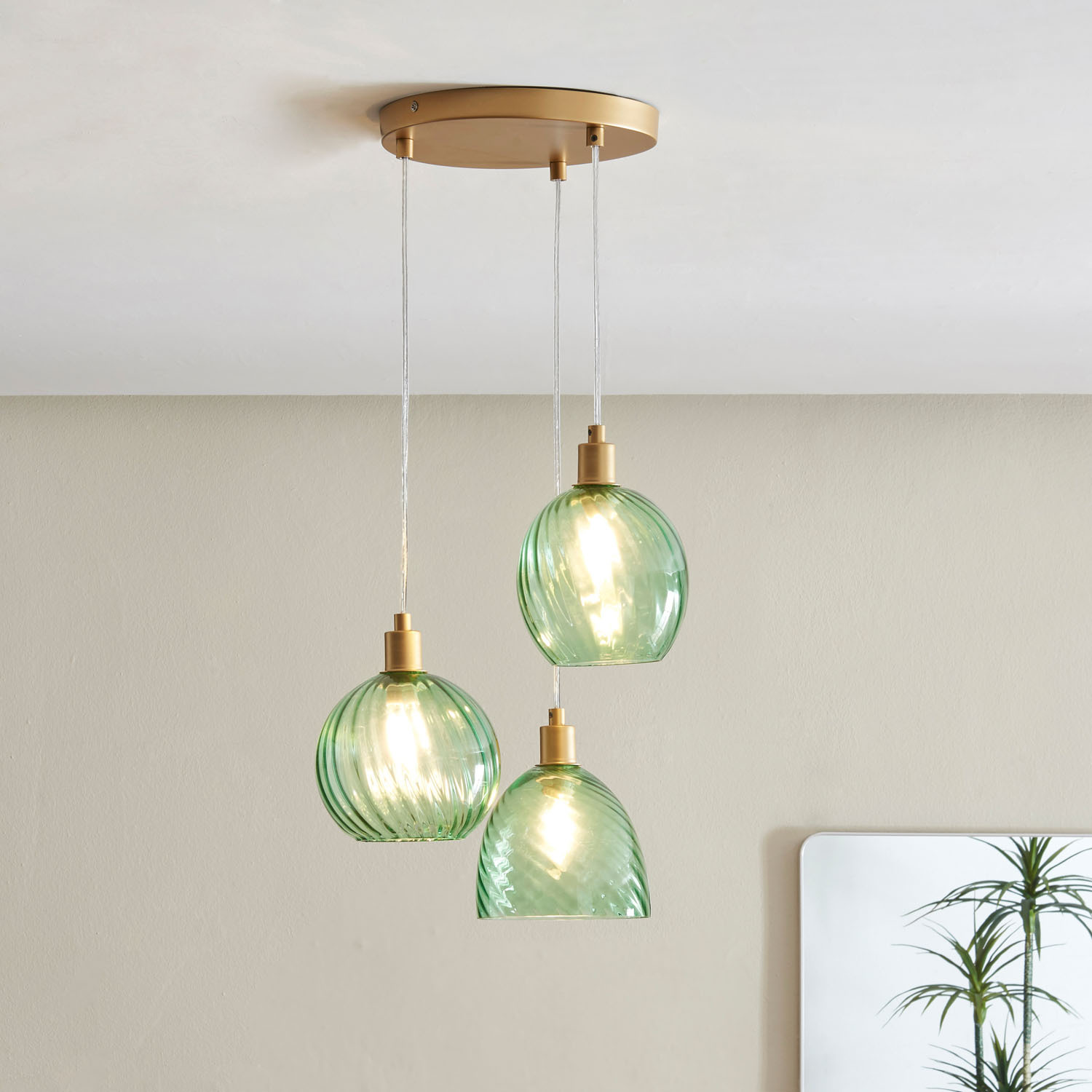 Pippa 3 Lamp Gold Ceiling Light Image 2