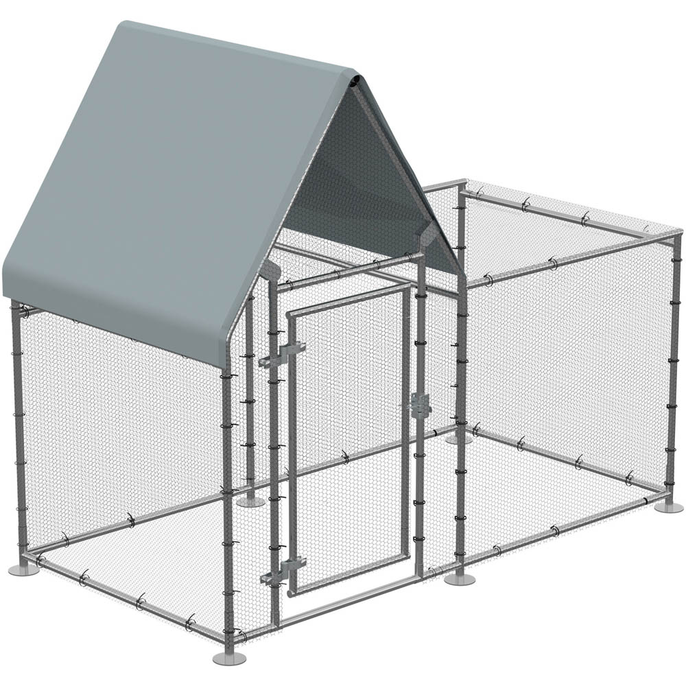 PawHut Walk In Chicken Run Large Outdoor Chicken Cage Coop w/ Cover 2 x 1 x 1.7m Image 5