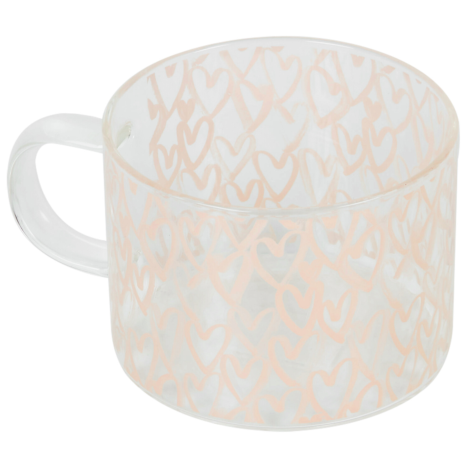 Glass Heart Decal Mug 500ml - Clear and Pink Image 3