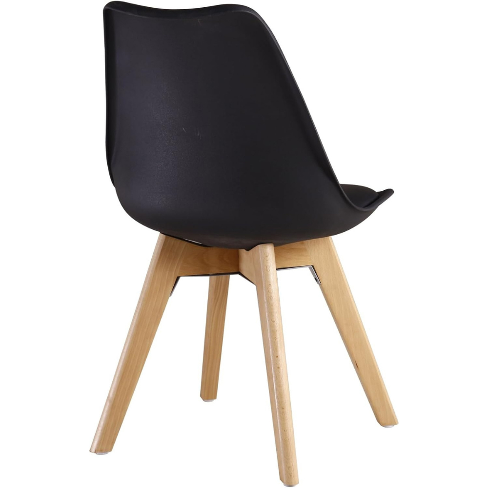 Life Interiors Lorenzo Black Faux Leather Plastic Dining Chairs Set of 6 Image 3