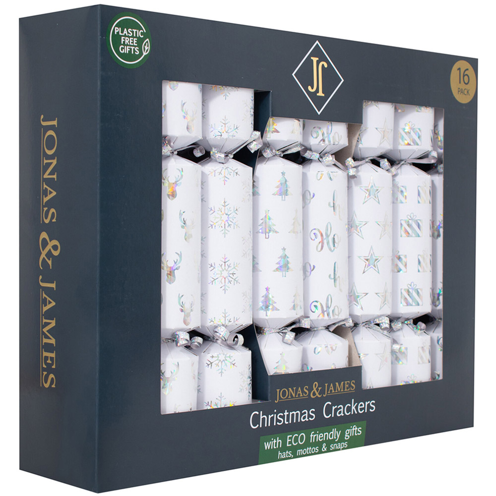 Pack of 16 Iridescent Christmas Crackers - Silver Image 2