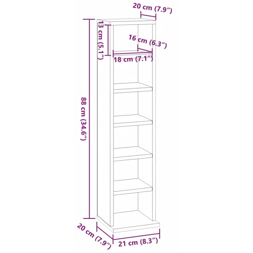 Walplus 6 Shelf Concrete Grey CD Cabinet Image 7
