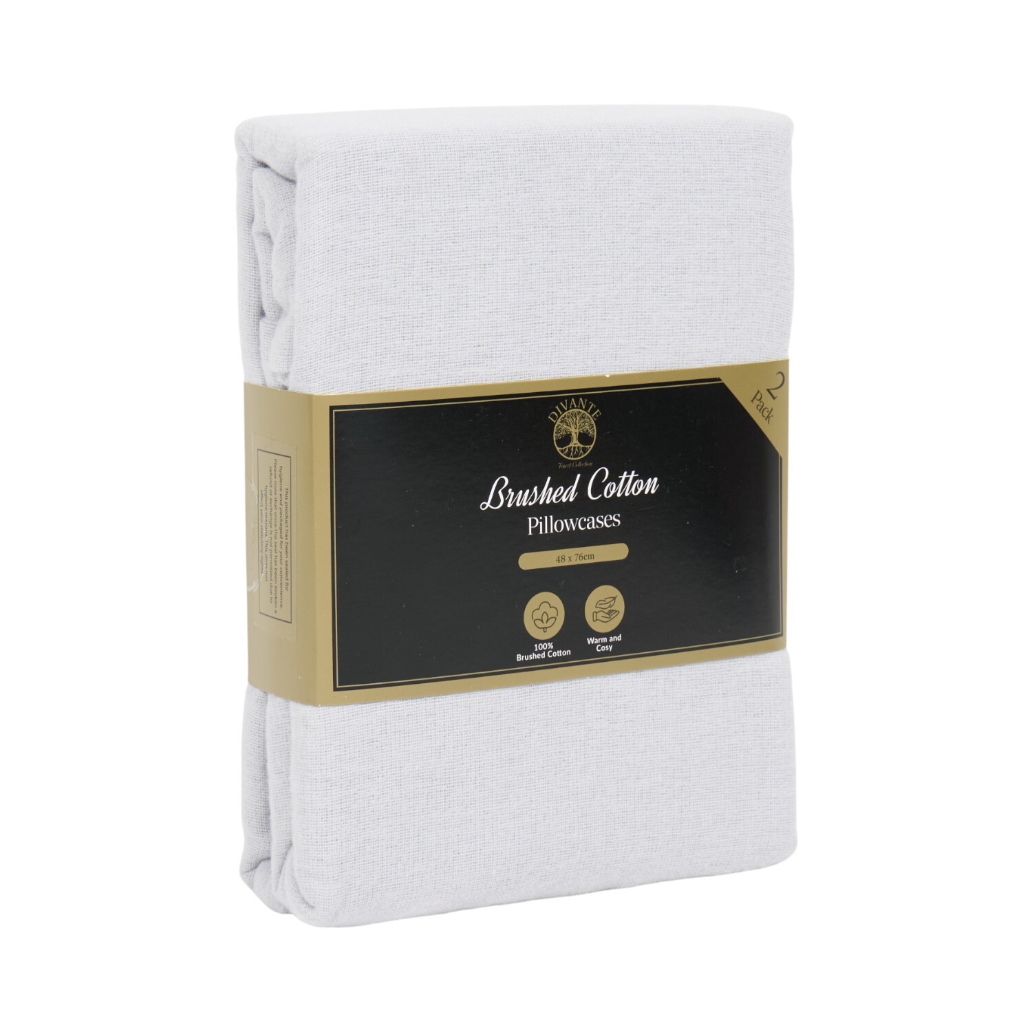 Pack of 2 Brushed Cotton Pillowcases Silver Image 2