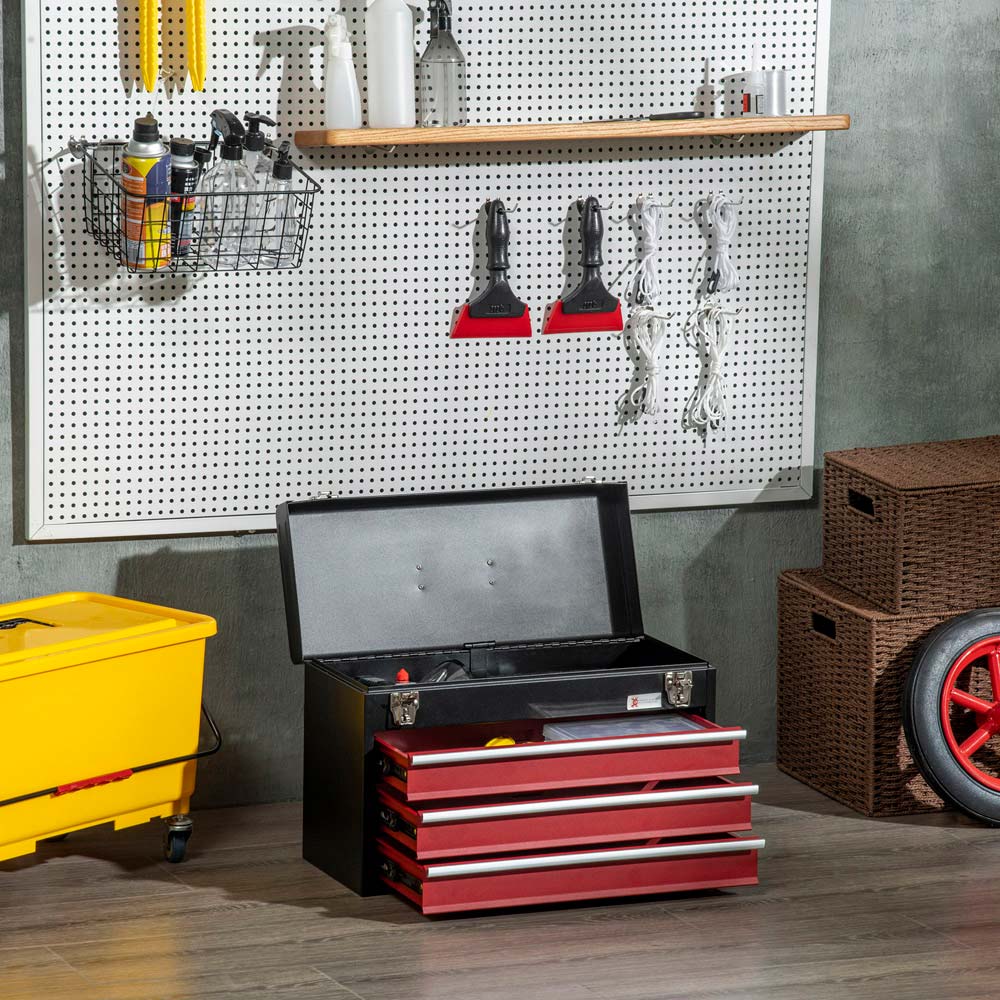 DURHAND 3 Drawer Black Tool Chest Image 2