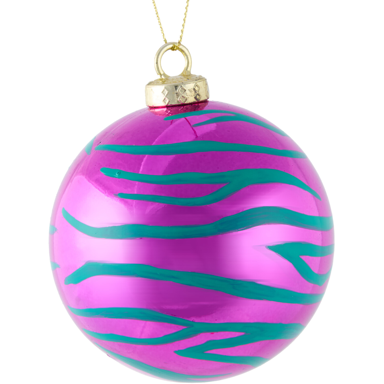 Pack of 6 Colourful Zebra Print Baubles Image 3