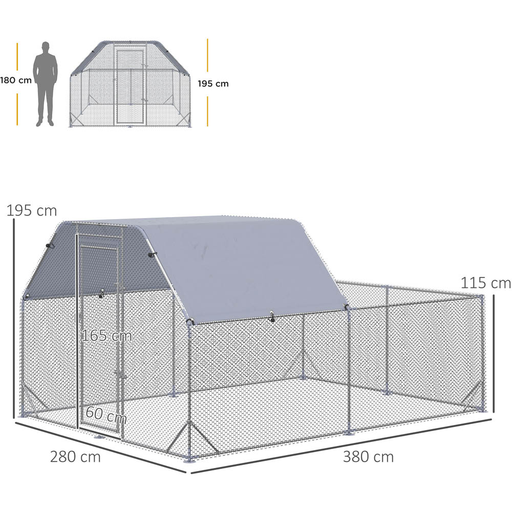 PawHut Chicken Run W/ Roof, Walk In Chicken Coop for 10-12 Chickens, Hen House Image 9