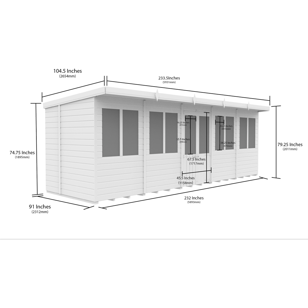 DIY Sheds 20 x 8ft Tongue and Groove Timber Pent Summerhouse Image 8