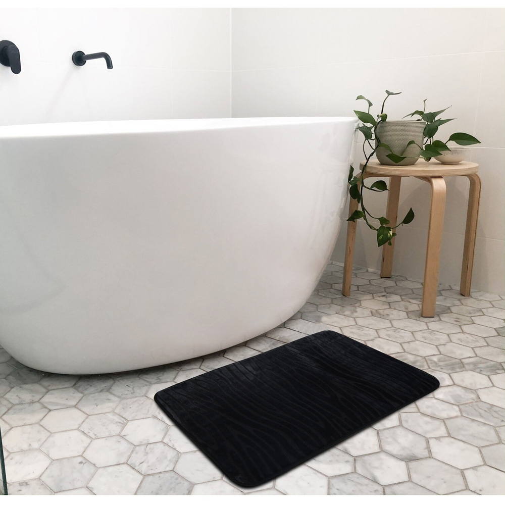 Savannah Black Polyester Bath Mat 75 x 45cm Image 2