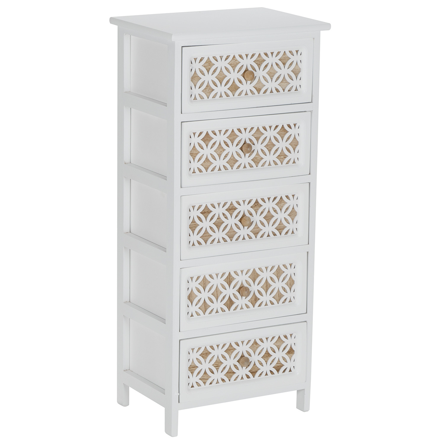 Nasara 5 Drawer White Storage Tower Image 2