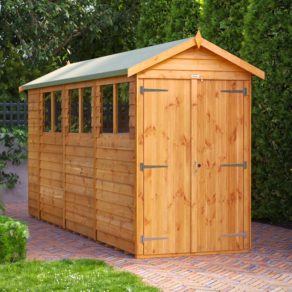 Power Sheds 14 x 4ft Double Door Overlap Apex Wooden Shed with Window Image 2