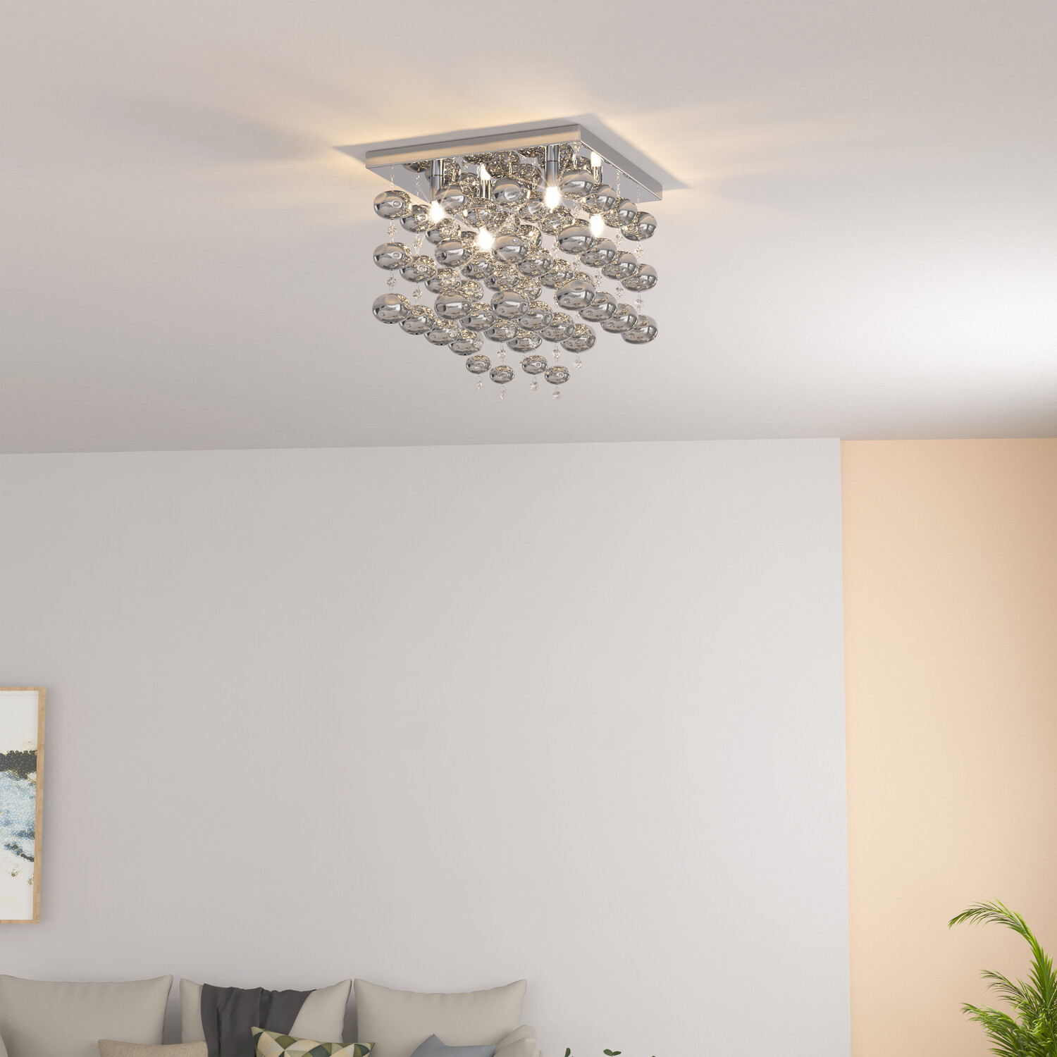 Layla Square Flush Ceiling Fitting Chrome Image 4