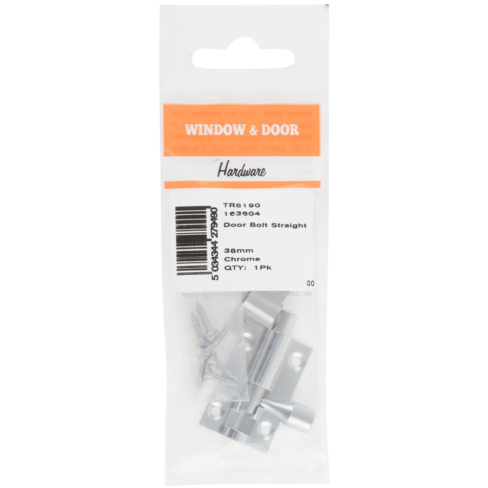 Hiatt 4cm Chrome Straight Door Bolt Image 2