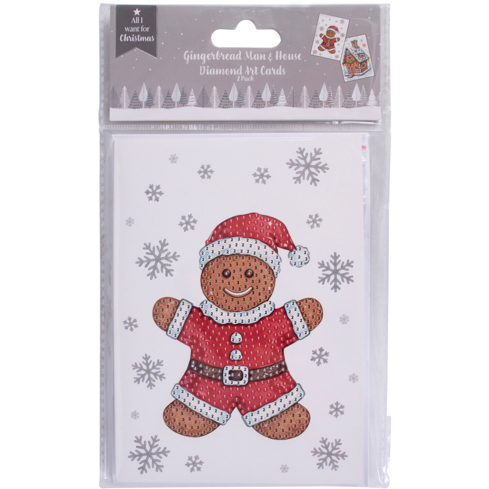 Pack of 2 Gingerbread and Tree Diamond Cards Image