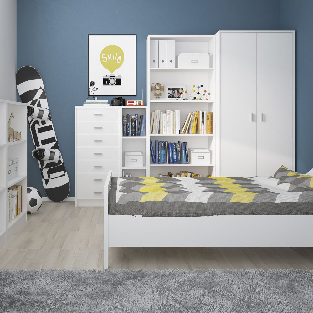 Florence 4 You 3 Shelf Pearl White Medium Narrow Bookcase Image 3