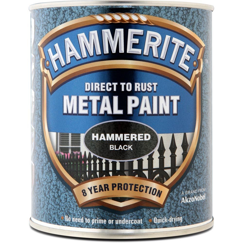 Hammerite Direct to Rust Black Hammered Metal Paint 750ml Image 2