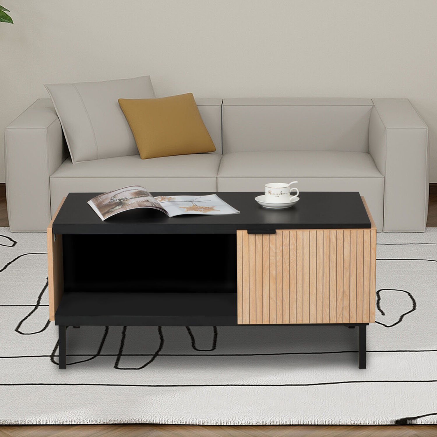 Saxon 1-Door Coffee Table - Black Image 2