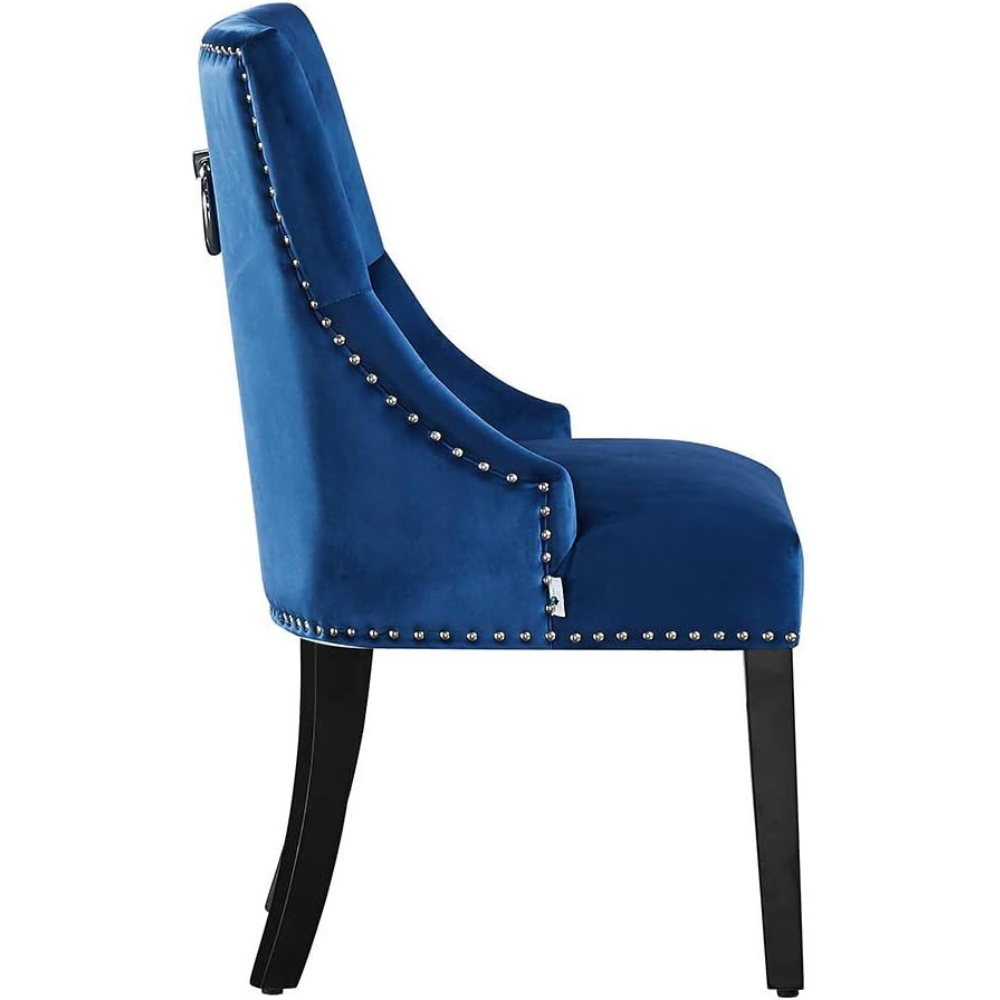 Life Interiors Windsor Blue Velvet Knocker Back Dining Chair Image 3