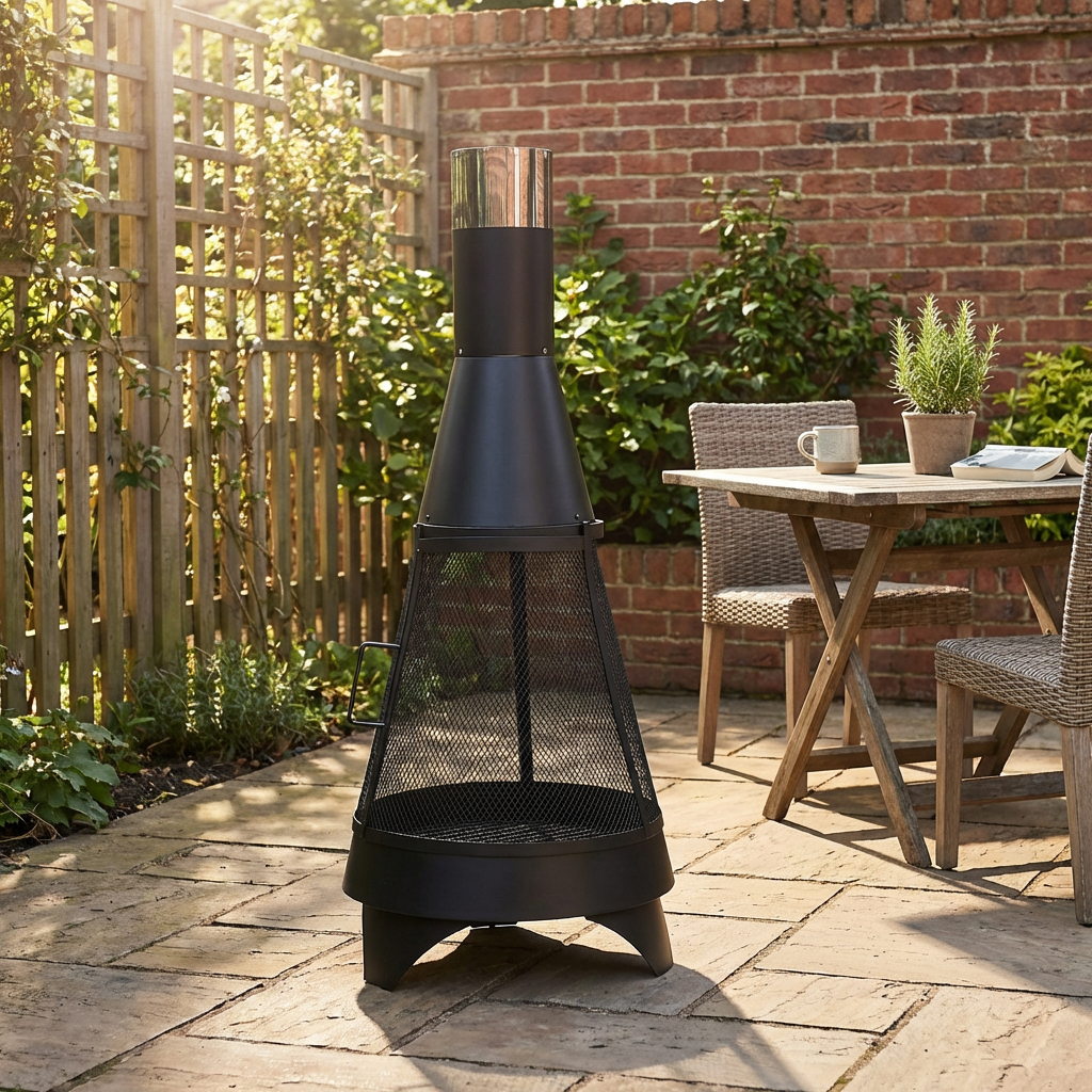 Contemporary 360 Mesh Chimenea - Black Image 5