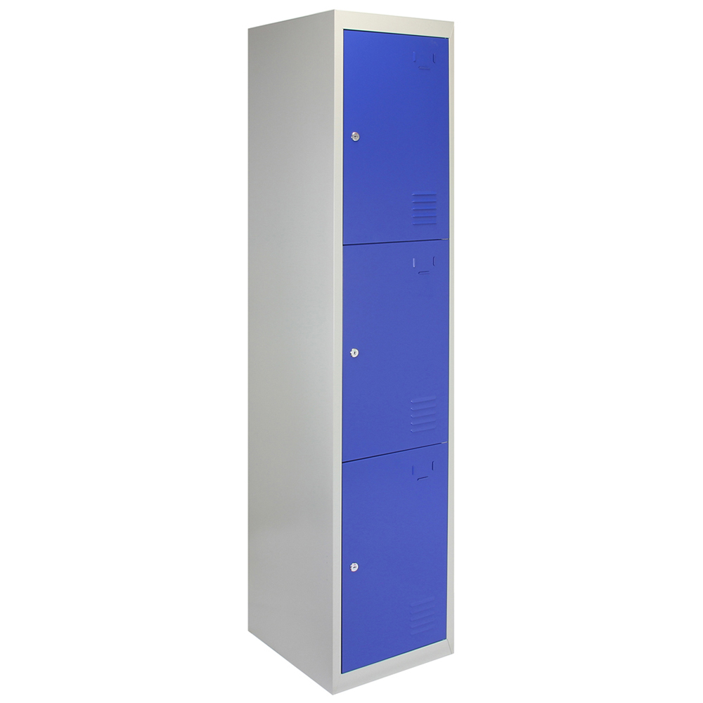 MonsterShop 3 Door Blue Metal Storage Locker Image 2