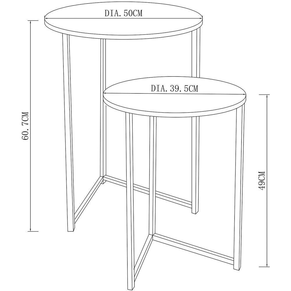 Black and Oak Industrial Nest of Tables Set of 2 Image 2