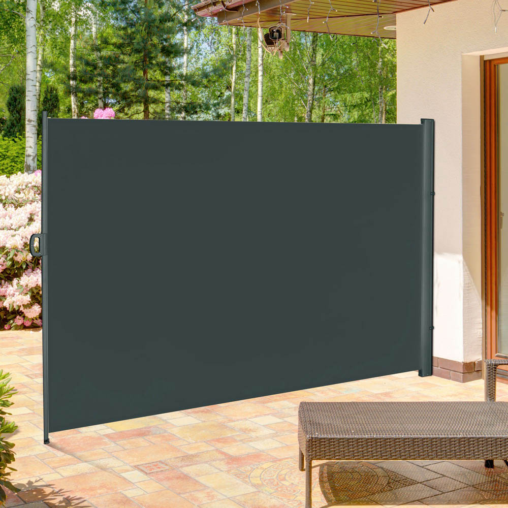 Outsunny 3x2M Retractable Side Awning Screen Fence Patio Privacy Divider Grey Image 2