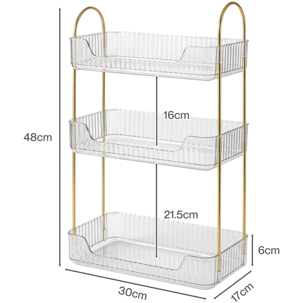 ilus White 3 Shelf Makeup Organiser Rack Image 9