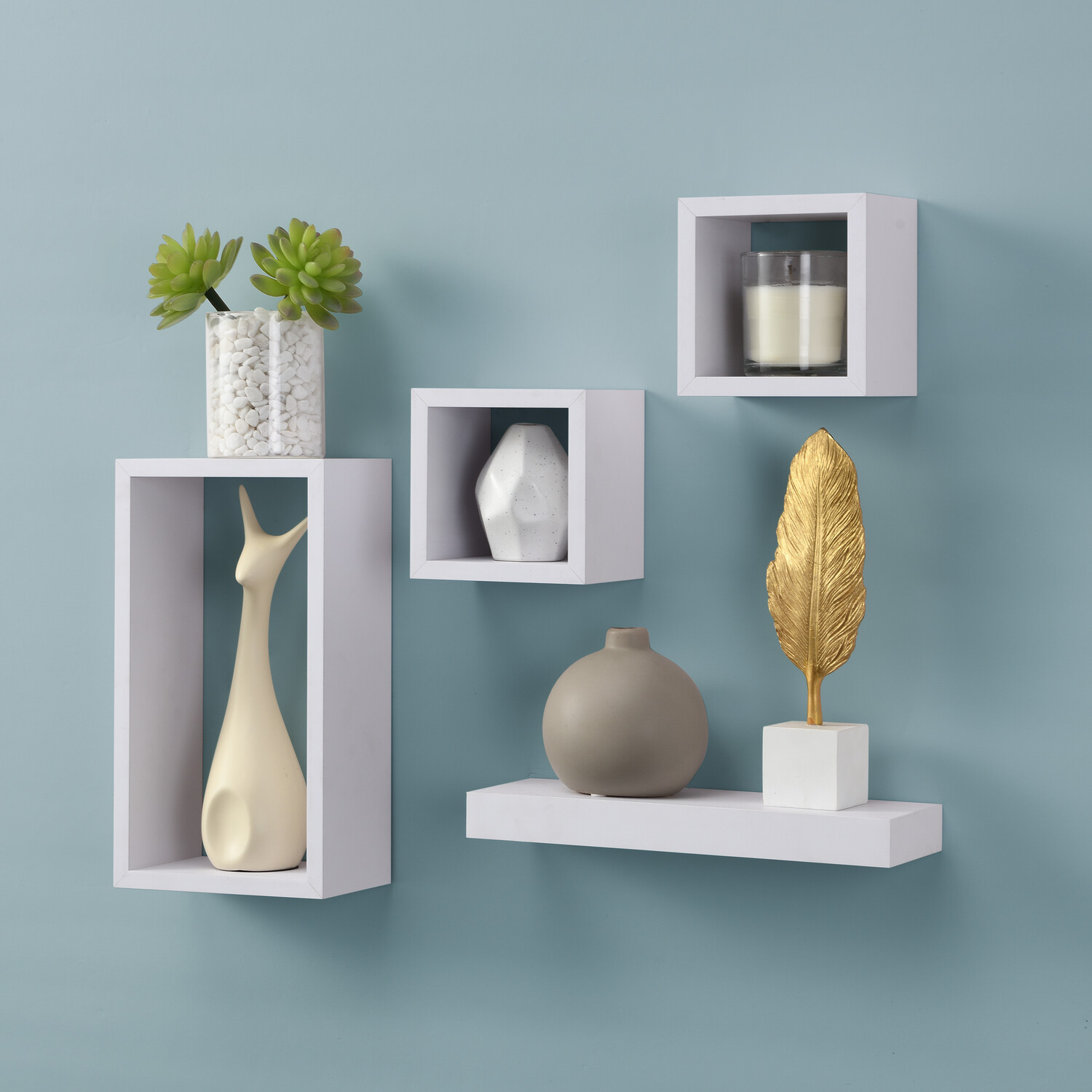 Set of 4 Latitude Floating Shelves - White Image 4