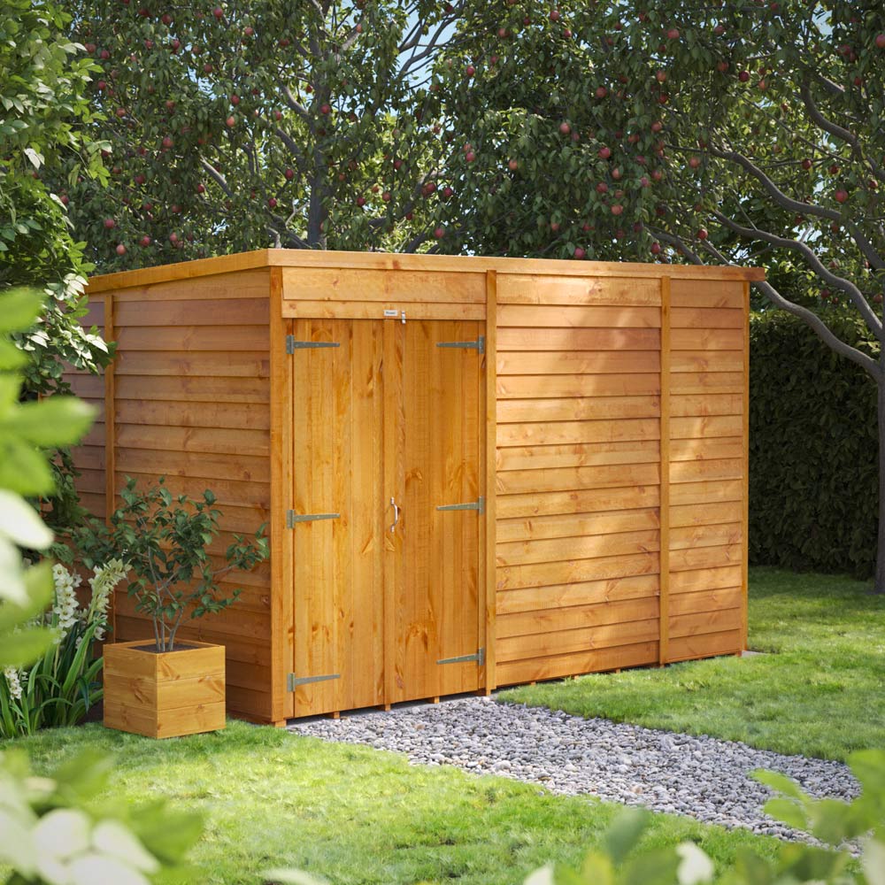 Power 10 x 6ft Overlap Pent Double Door Garden Shed Image 2