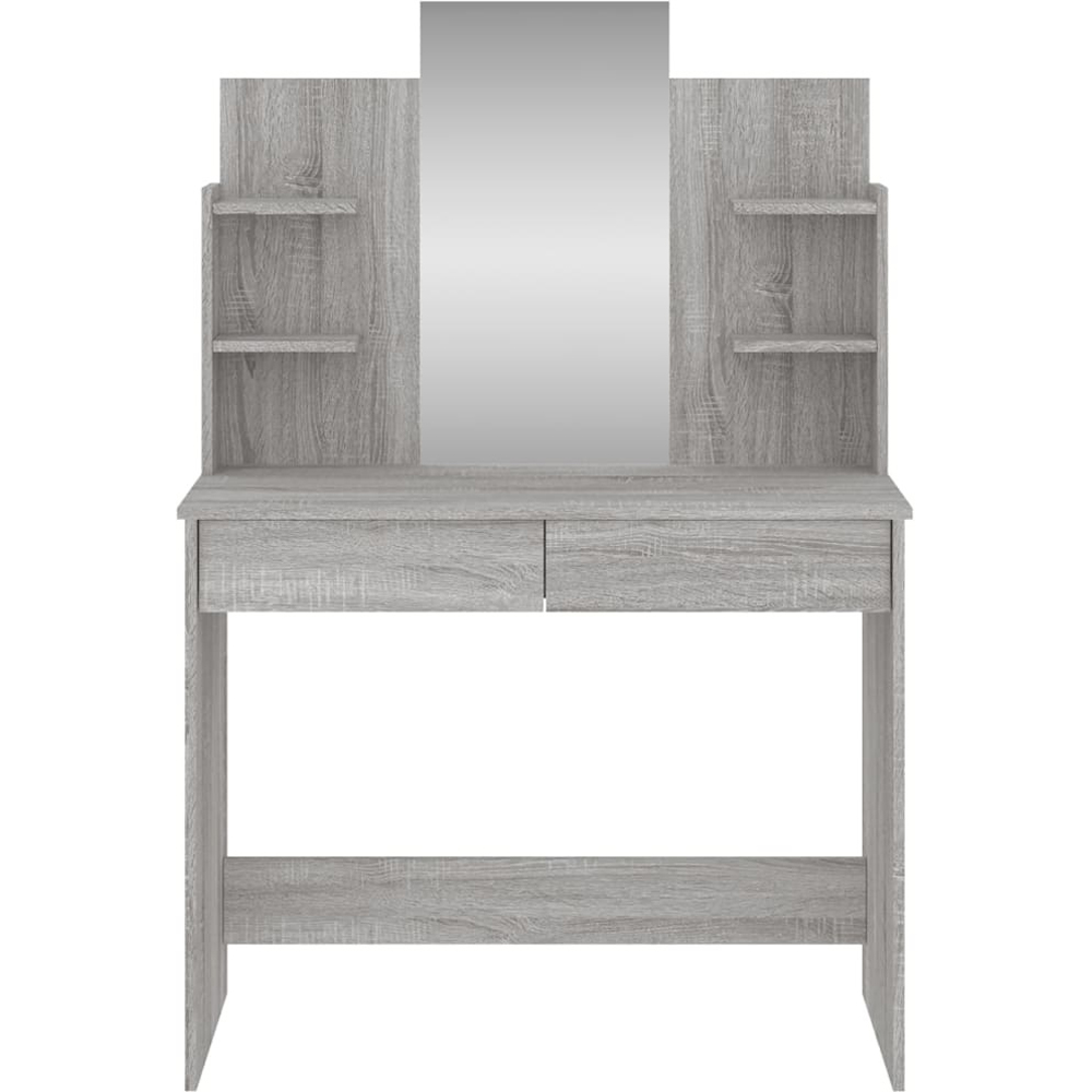 Walplus 2 Drawer 4 Shelf Grey Sonoma Dressing Table with Mirror Image 4