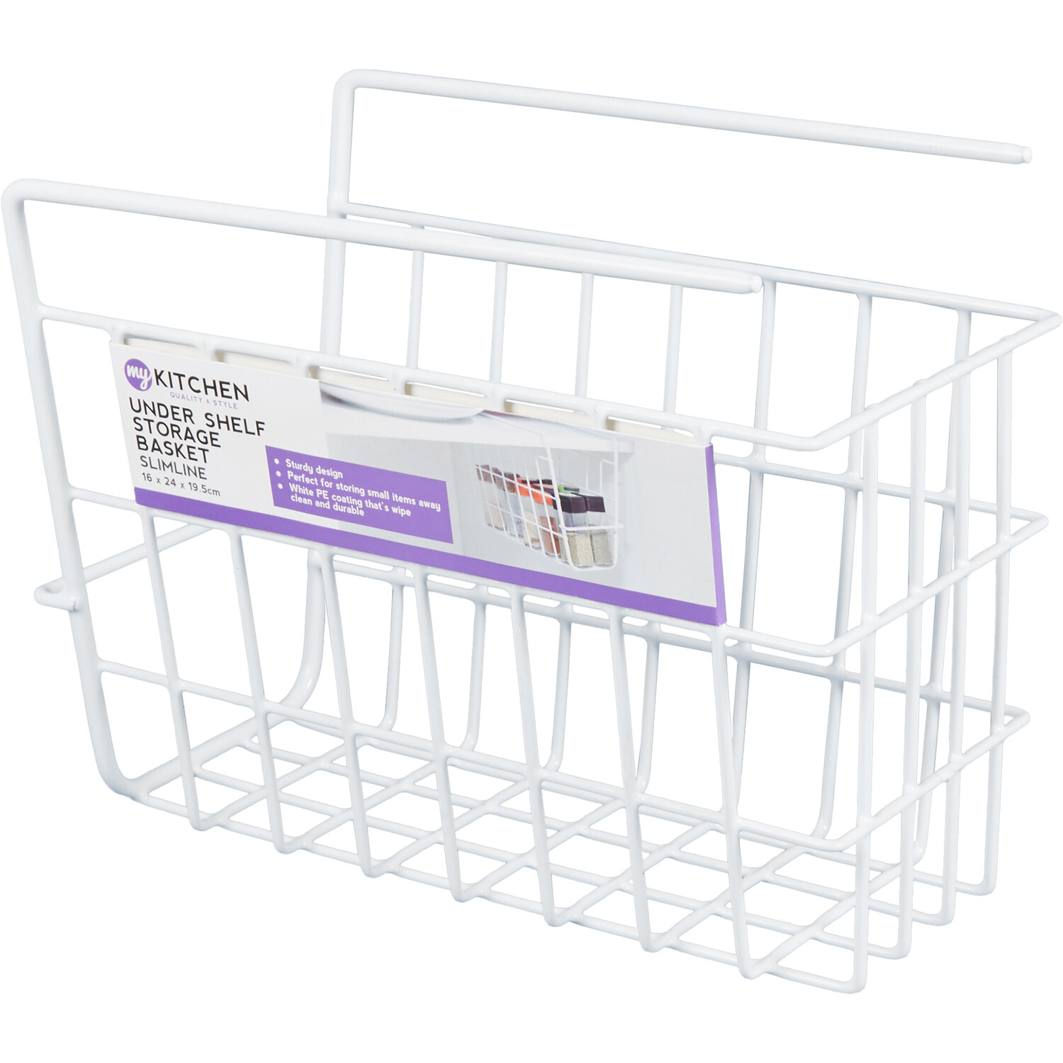 White Metal Wire Storage Basket - White Image 2