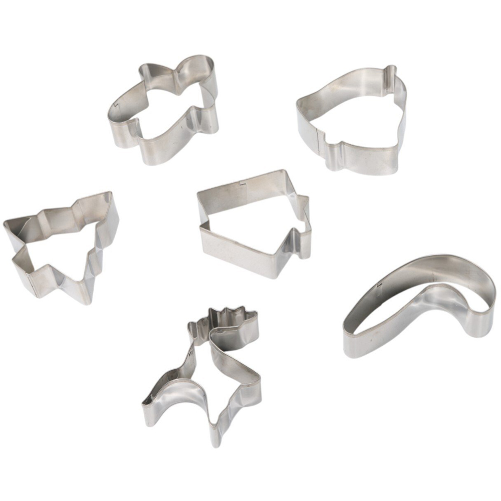 Set of 6 Christmas Cookie Cutters Silver Image 2
