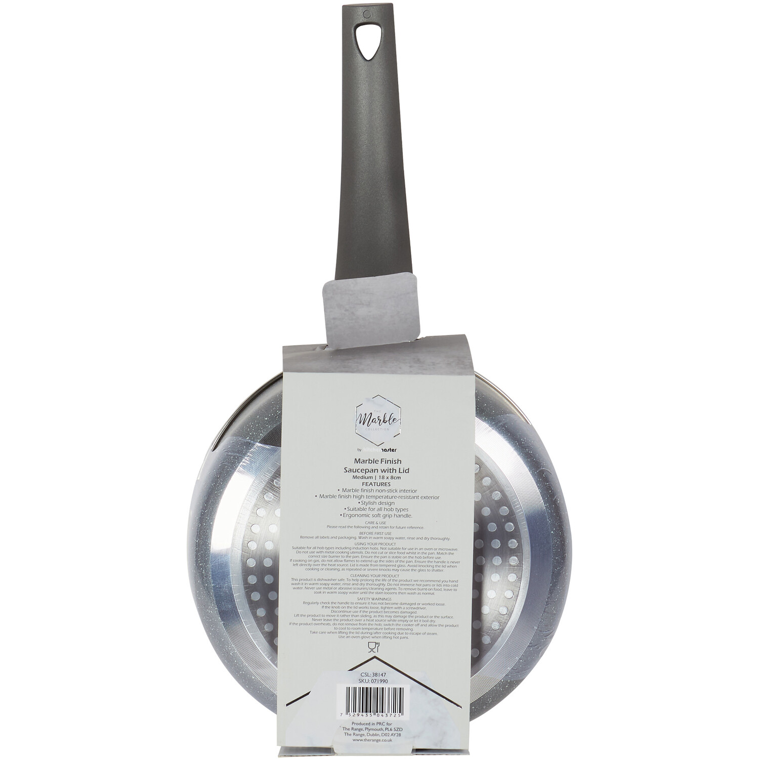 Marble Finish Saucepan with Lid - Black / Medium Image 2