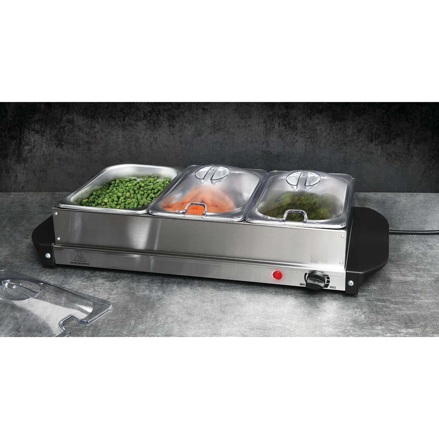 KitchenMaster 3 Dish Buffet Server - Silver Image 2