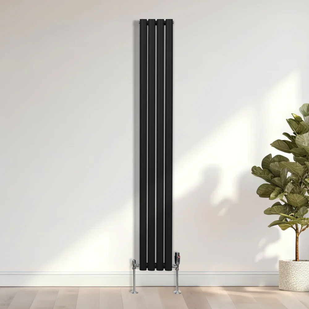 Monster Shop 3211BTU Black Oval Column Radiator and Valves 1800 x 240mm Image 2