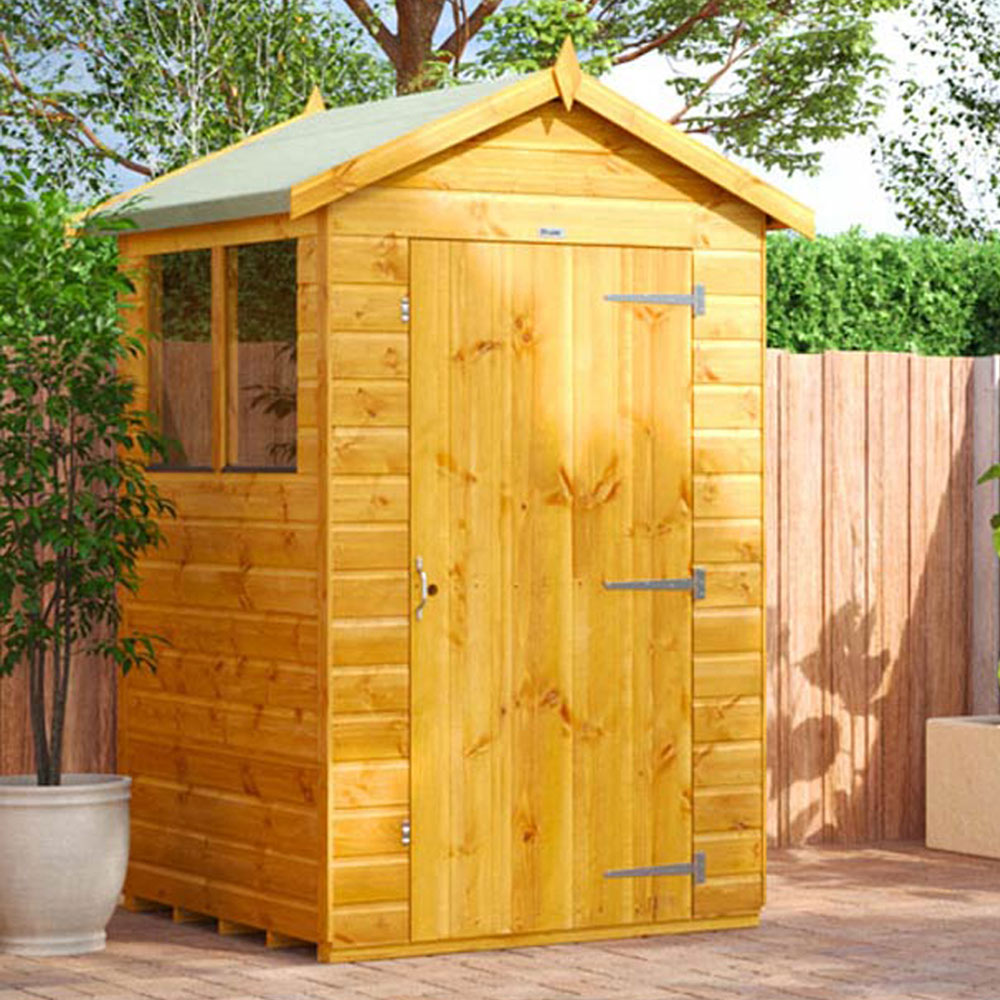 Power Sheds 4 x 4ft Apex Wooden Shed with Window Image 2