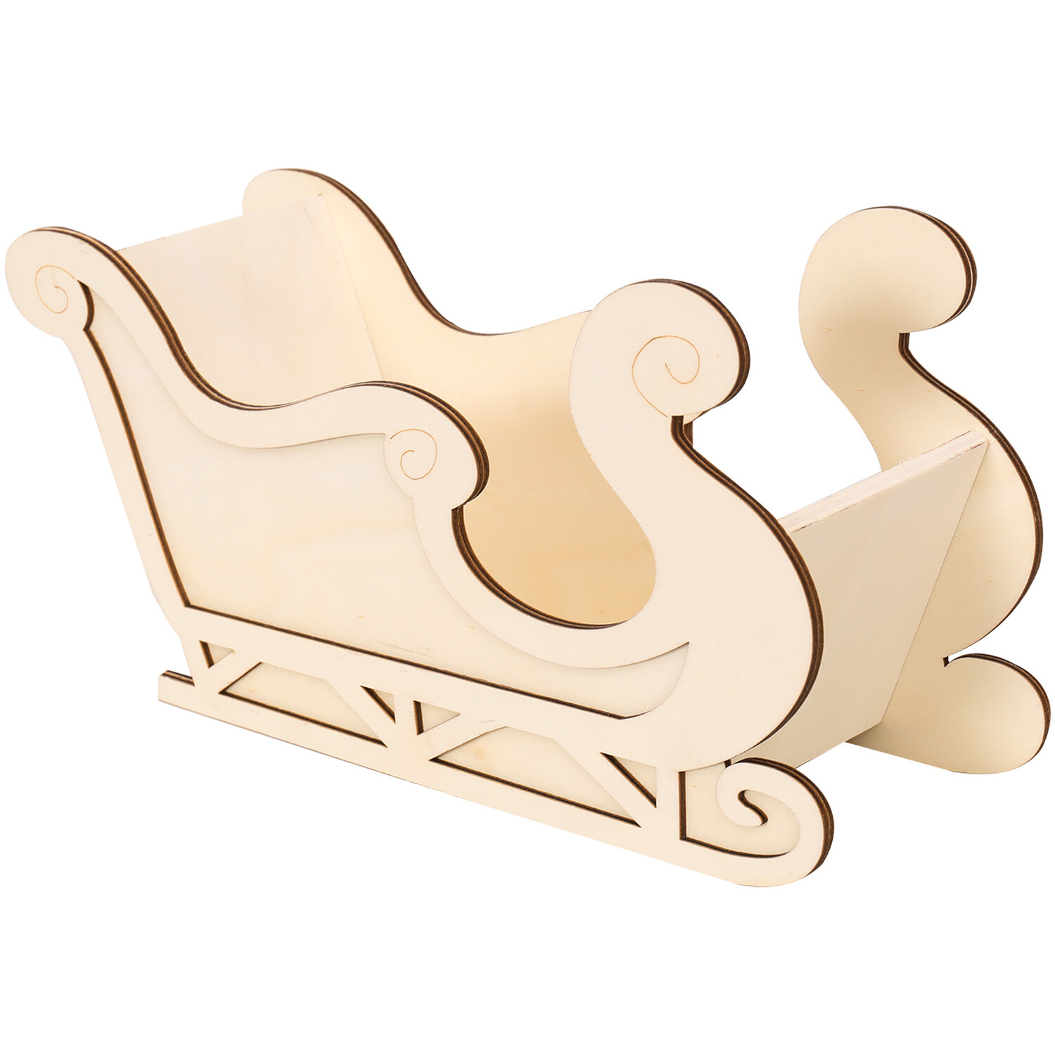 Wooden Sleigh Unfinished Decoration Brown Image