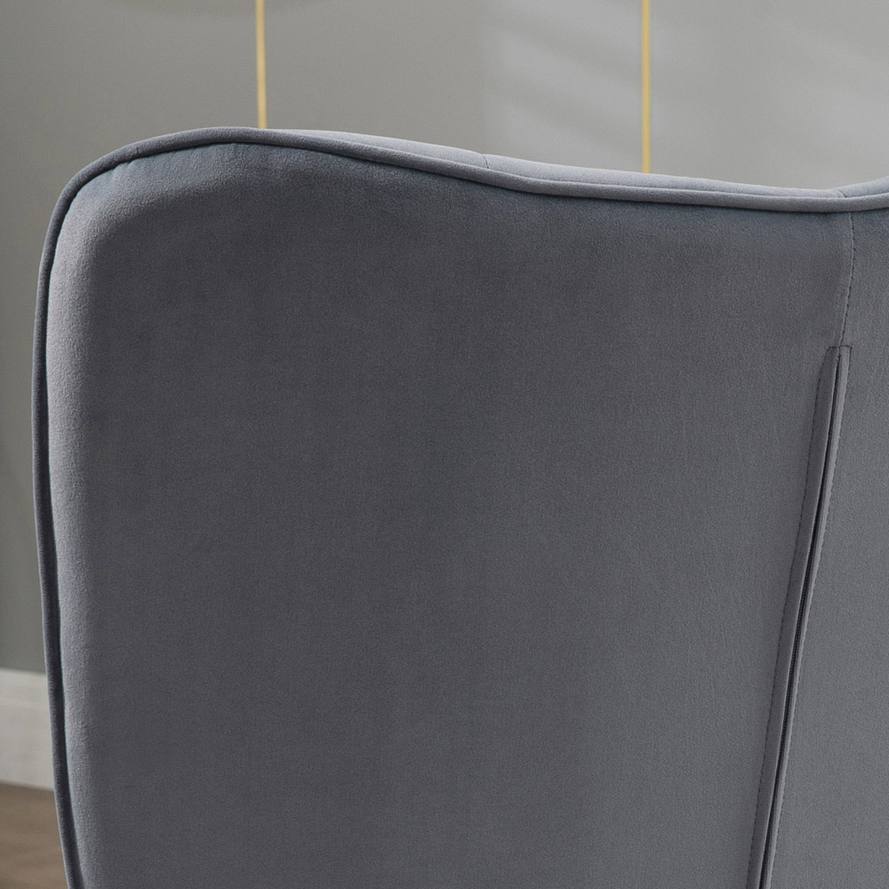 Portland Dark Grey Modern Button Tufted Wing Back Chair with Footstool Image 3