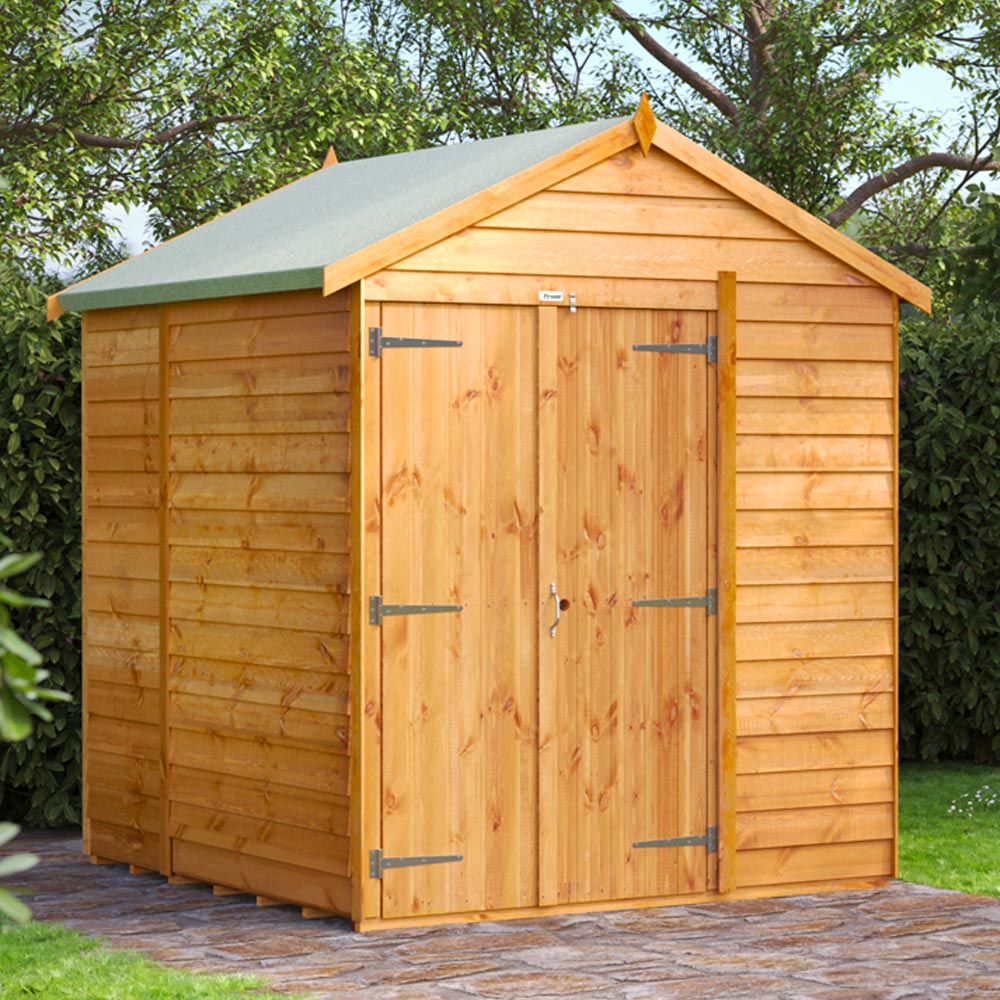 Power Sheds 6 x 6ft Double Door Overlap Apex Wooden Shed Image 2